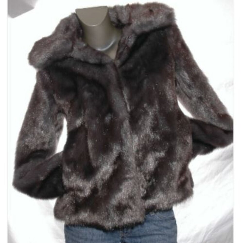Faux FUR JACKET Lined Winter Warm Silvery Grey Shimmer Fashion Coat H&M Womens 6